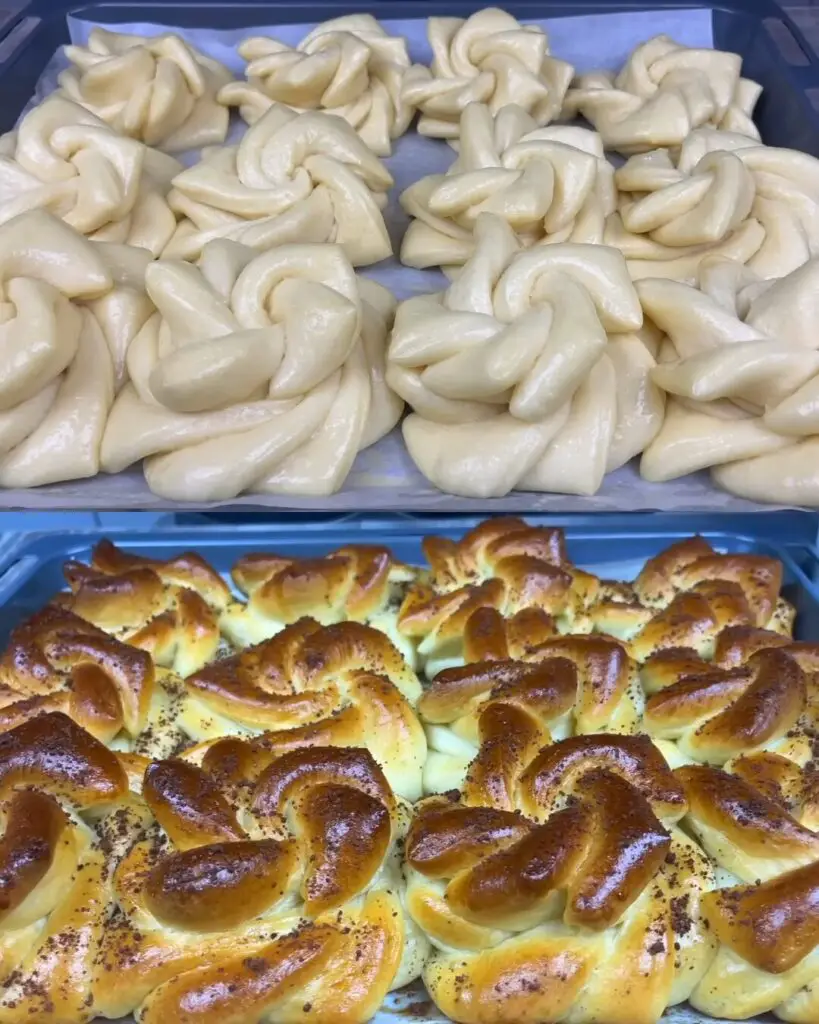 Fluffy Sweet Yeast Rose Buns with Chocolate Streusel