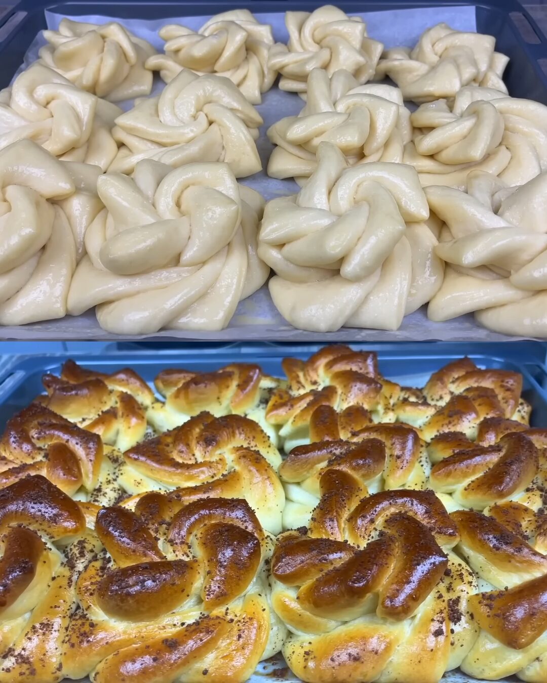 Fluffy Sweet Yeast Rose Buns with Chocolate Streusel