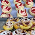 Strawberry Yogurt Puff Pastry Rolls with Fresh Strawberries