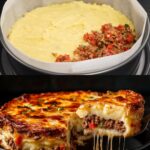 Hearty Ground Beef and Potato Layered Bake with Garden Salad