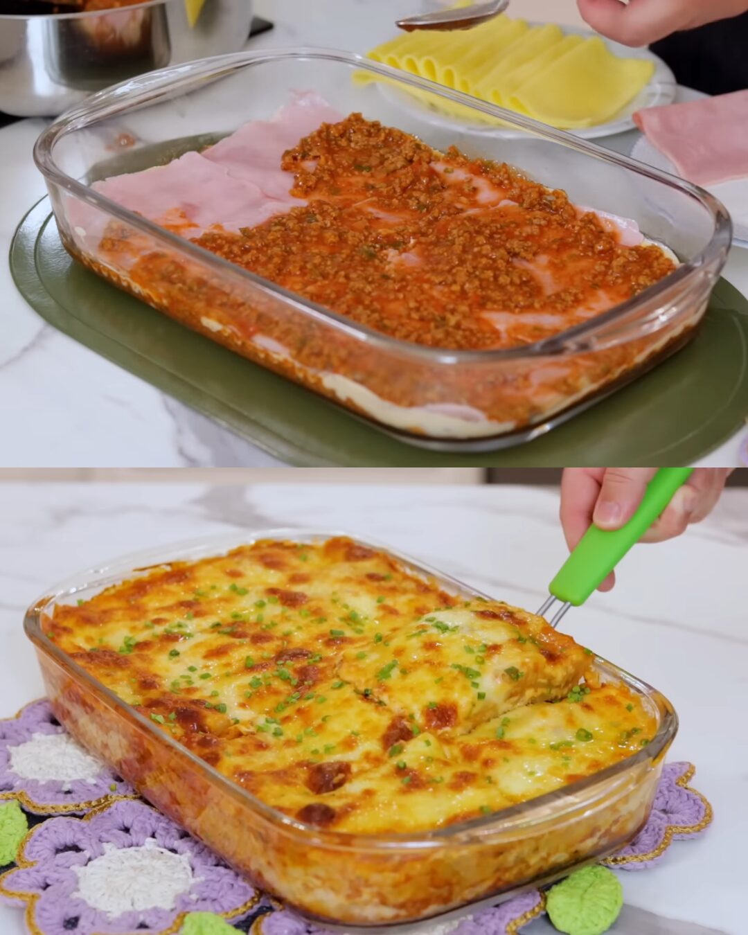 Creamy Meat Lasagna with Two Sauces