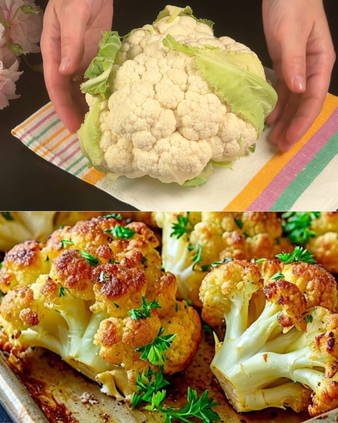 Baked Cauliflower with Yogurt-Parmesan Crust
