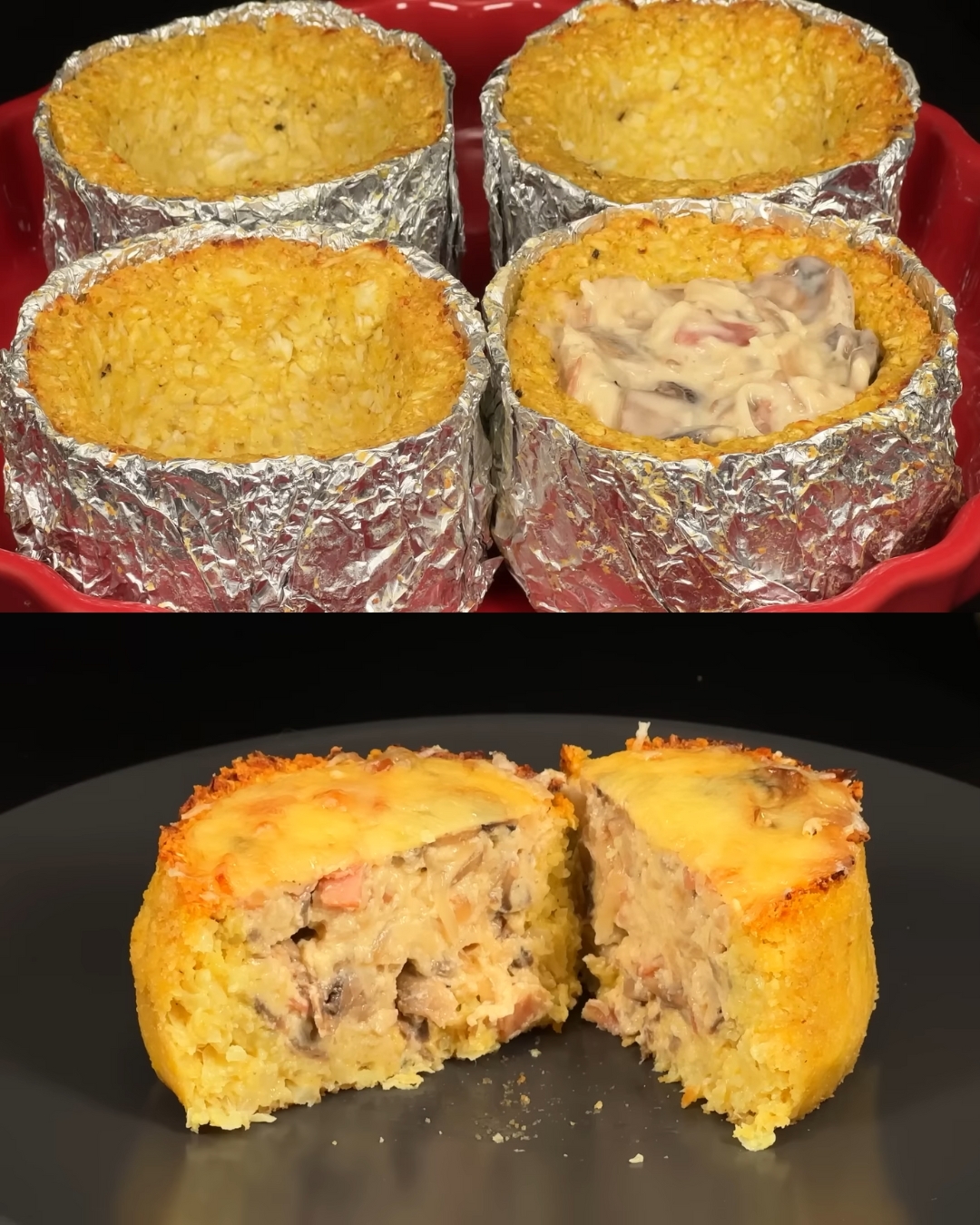 Baked Cauliflower Vegetable Cups with Creamy Yogurt Sauce