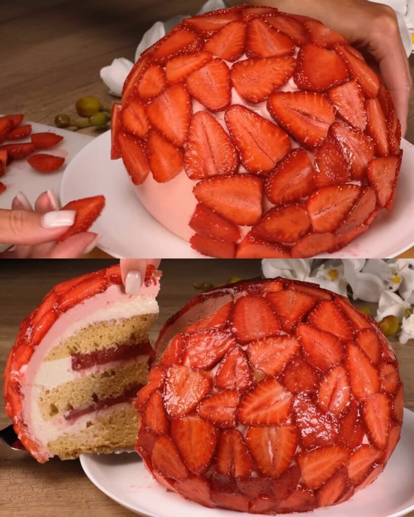 Classic Strawberry Swirl Cheesecake finished dish