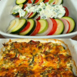 Baked Zucchini and Tomato Casserole with Creamy Greek Yogurt Topping