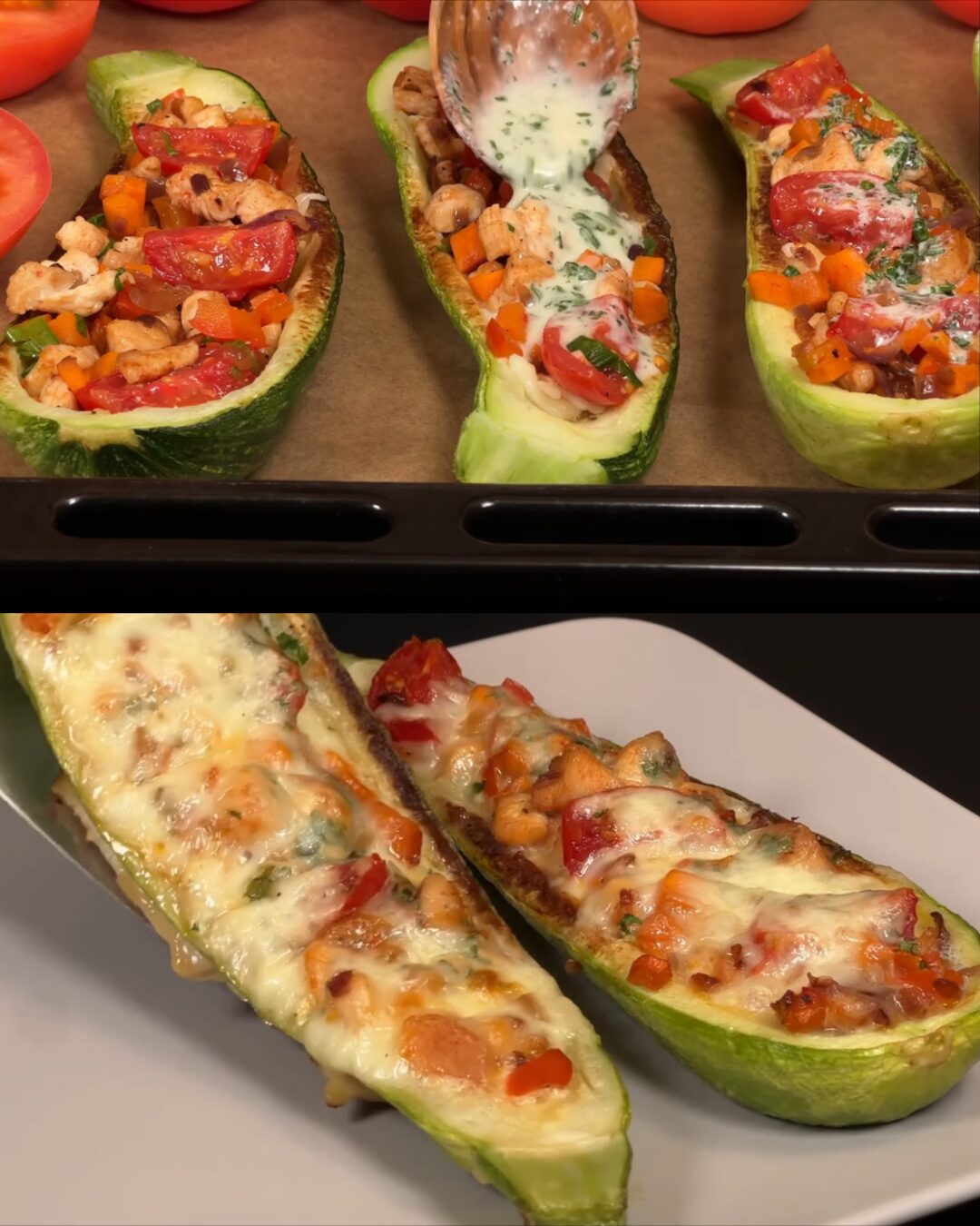 Zucchini Chicken Bake with Mozzarella and Veggies