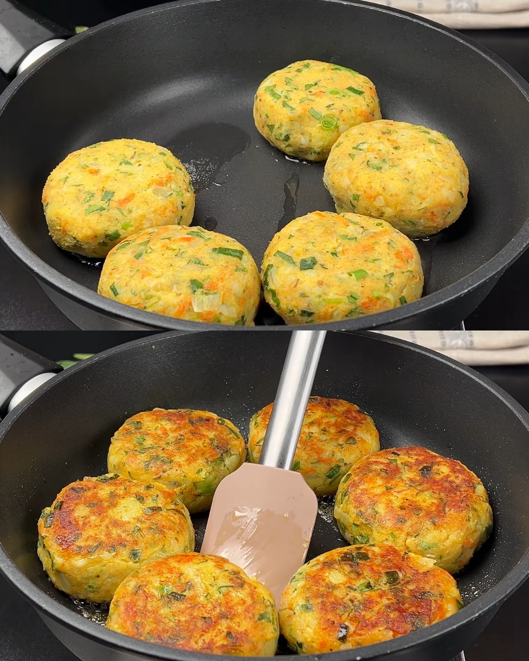 Crispy Potato & Sausage Stuffed Dough Balls with Fresh Mediterranean Salad