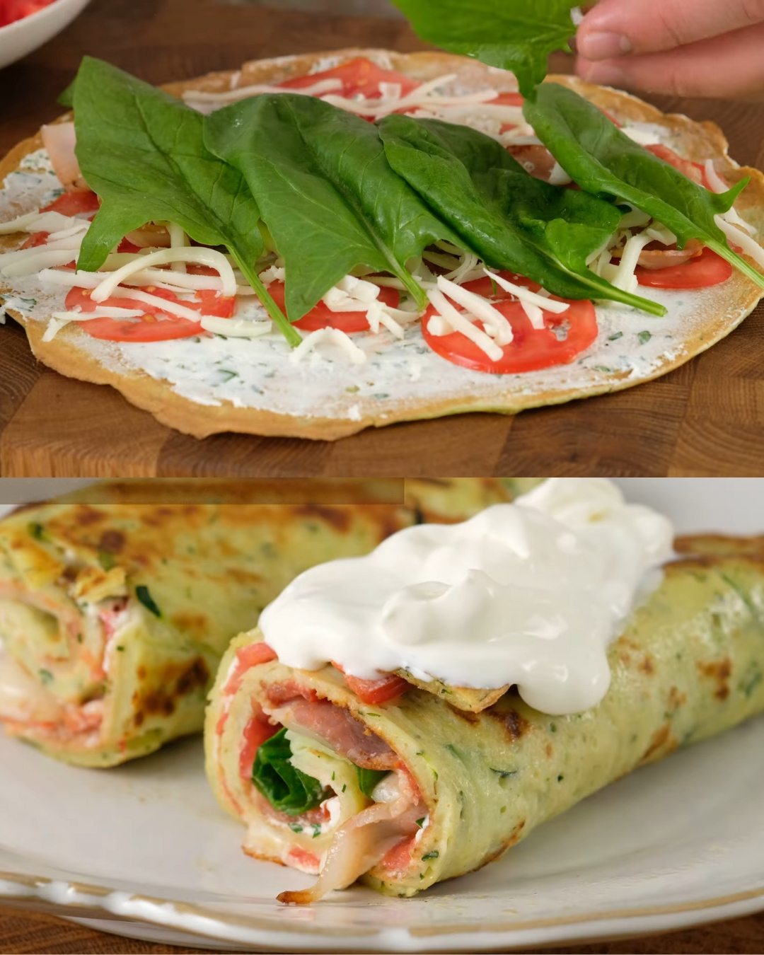 Zucchini & Egg Rolls with Bacon & Cream Cheese