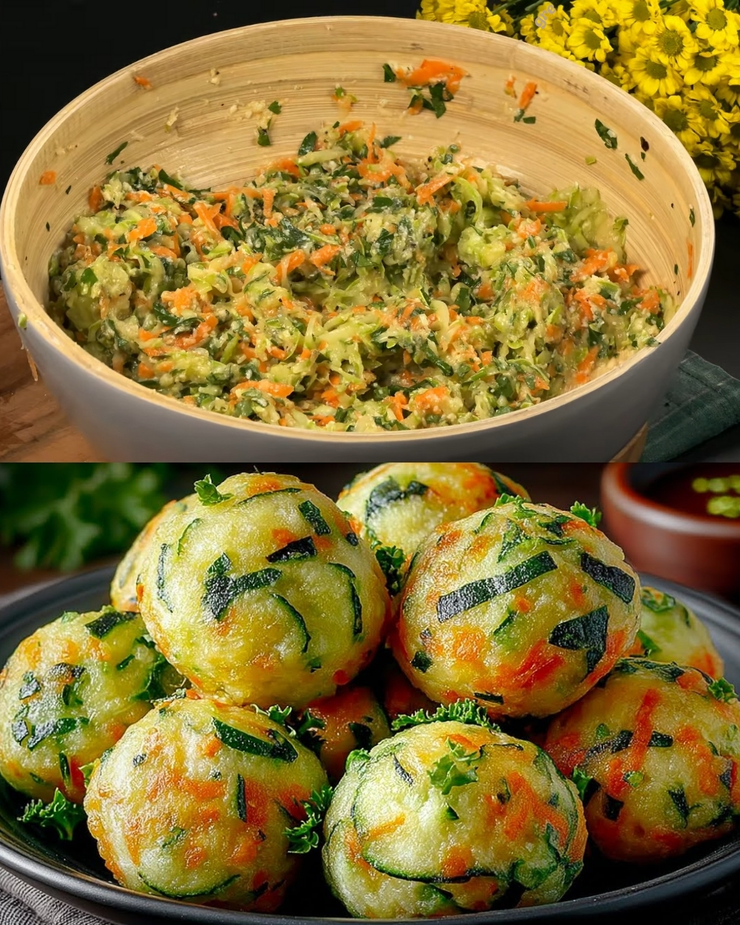 Juicy Zucchini Meatballs with Creamy Herb Yogurt Sauce