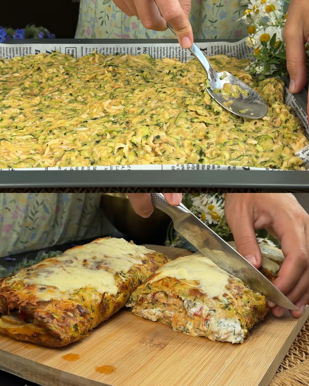 Zucchini Roll-Up with Mozzarella & Garlic Veggie Sauce