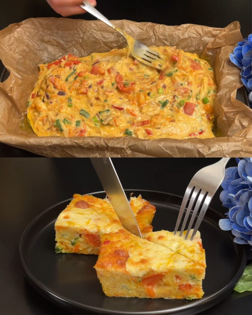 Savory Baked Vegetable Frittata with Mozzarella and Fresh Herbs finished dish