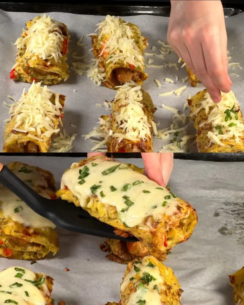 Baked Potato-Chicken Veggie Rolls with Creamy Garlic Sauce