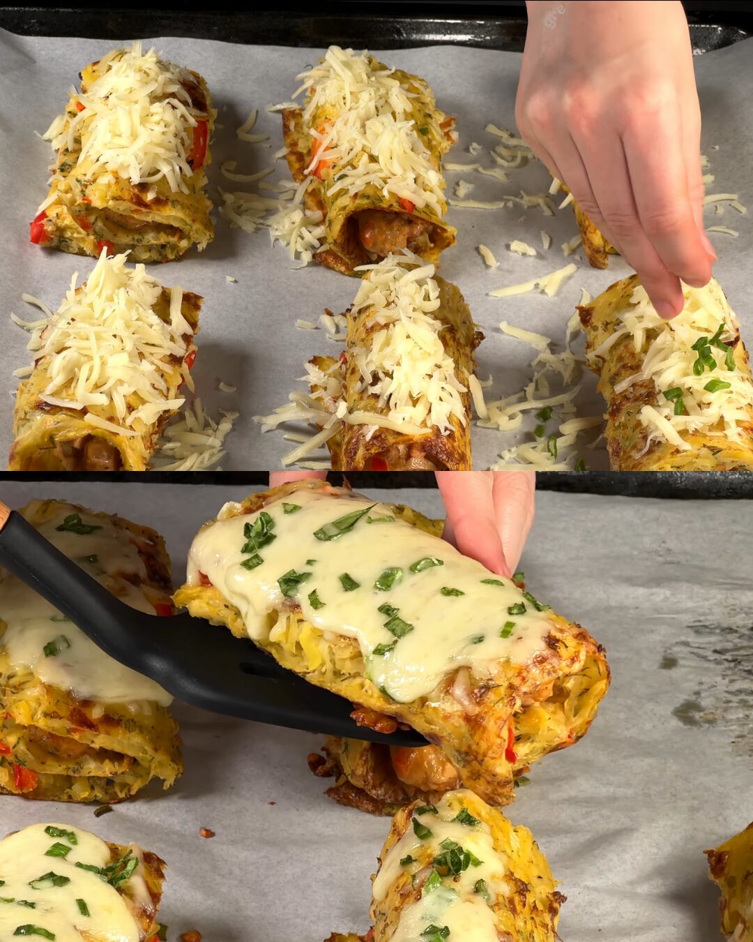 Baked Potato-Chicken Veggie Rolls with Creamy Garlic Sauce