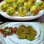 Baked Zucchini Cheese Balls with Tomato-Cucumber Salad
