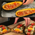 Juicy Stuffed Eggplant with Ham, Veggies, and Cheese