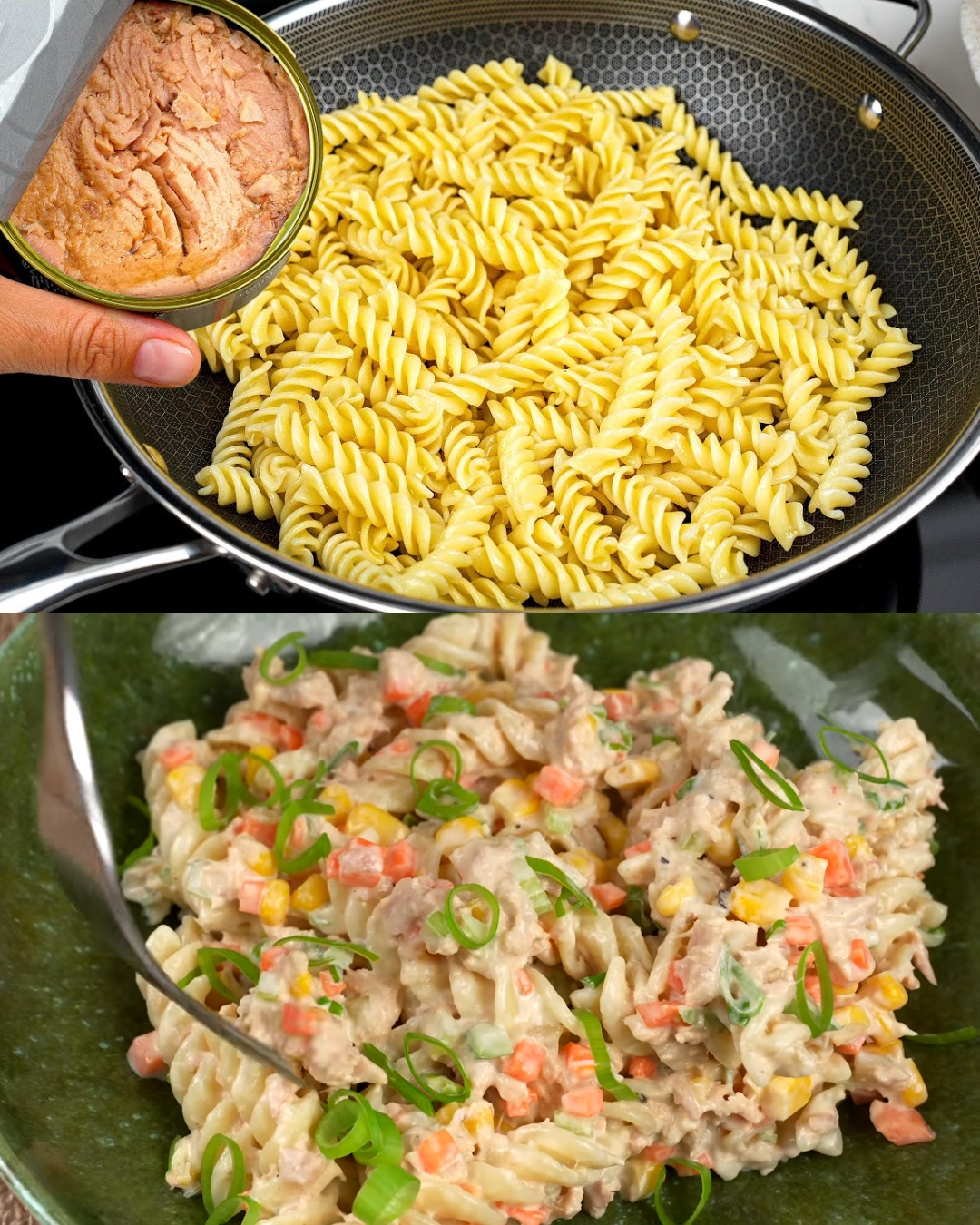 Creamy Tuna Pasta Salad with Corn, Carrot, and Celery