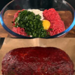 Baked Minced Meat and Cabbage Loaf with Roasted Potatoes and Sweet Tomato Glaze