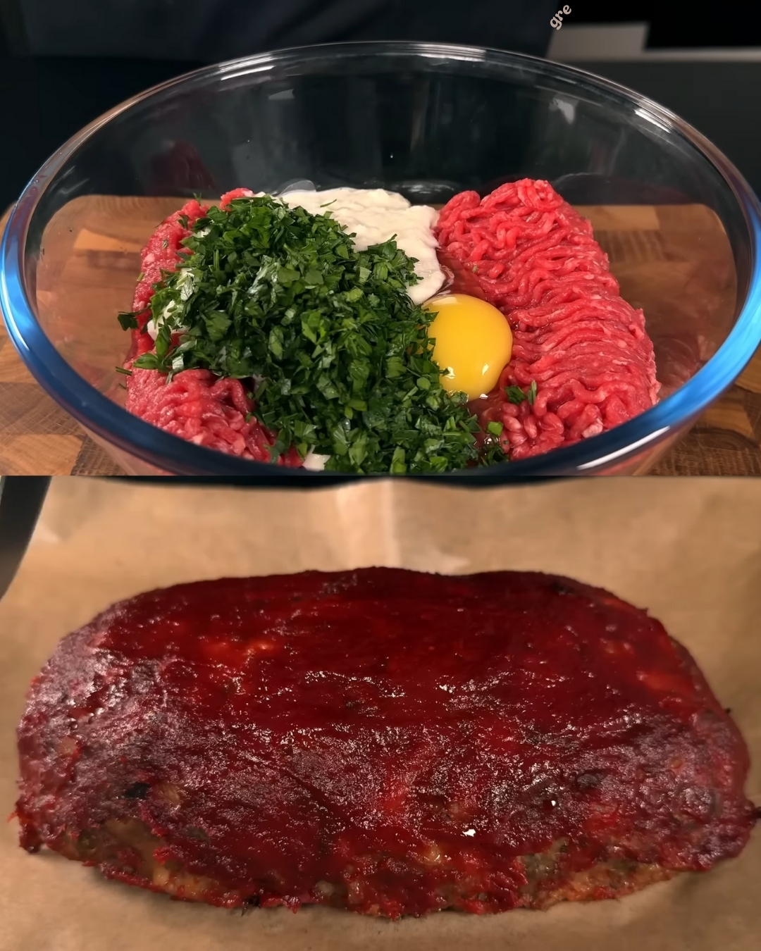 Baked Minced Meat and Cabbage Loaf with Roasted Potatoes and Sweet Tomato Glaze