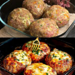 Cheese-Stuffed Meatballs with Rice Center and Tomato Mustard Sauce