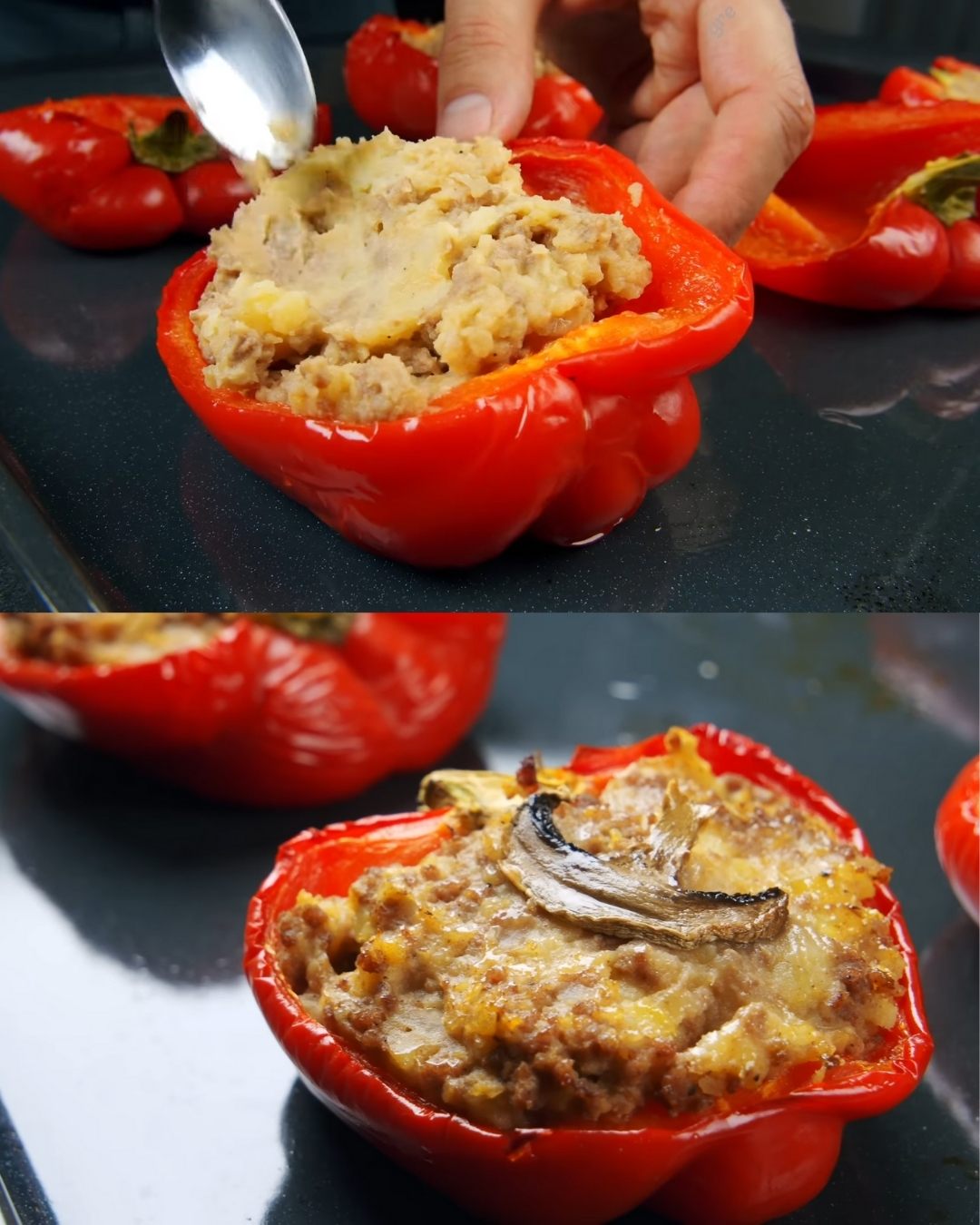 Peppers Stuffed with Mashed Potatoes and Meat