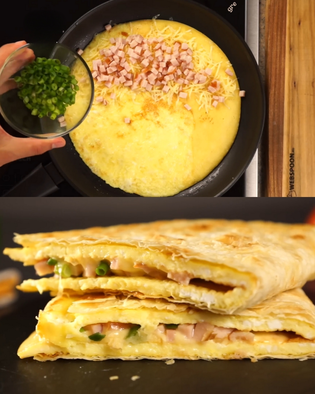 Lavash Omelet with Cheese and Ham
