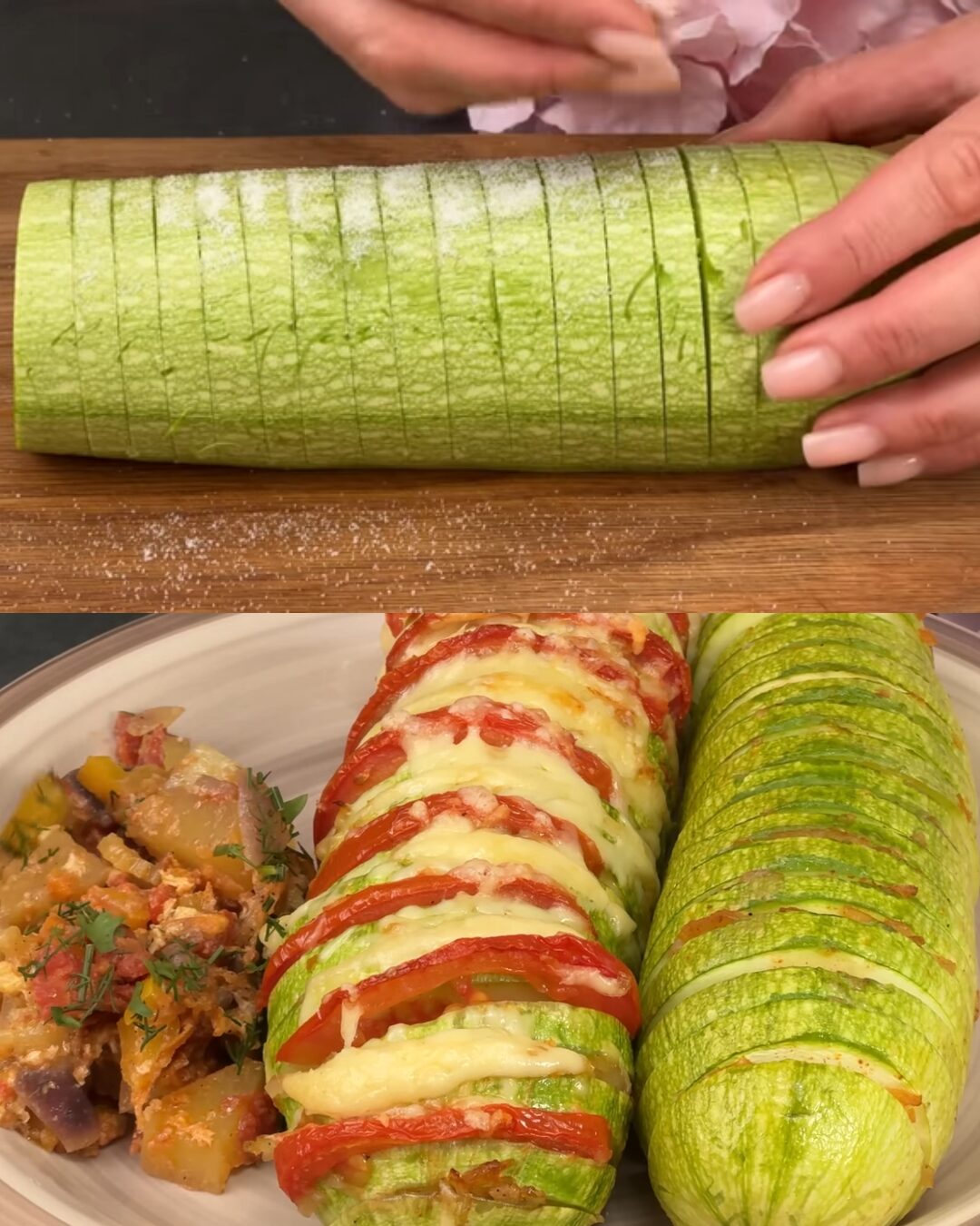 Baked Zucchini Mélange with Garlic, Veggies & Cheese