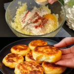 Crispy Parmesan Potato Cakes with Fresh Garden Salad