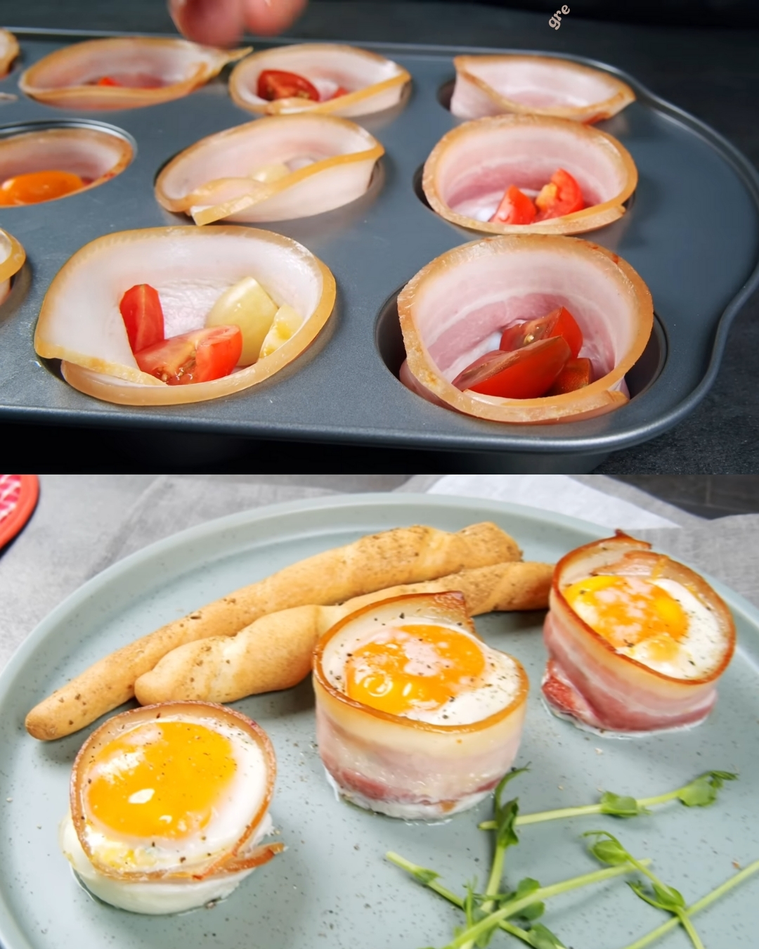 Egg Muffins with Bacon, Cheese, and Herbs