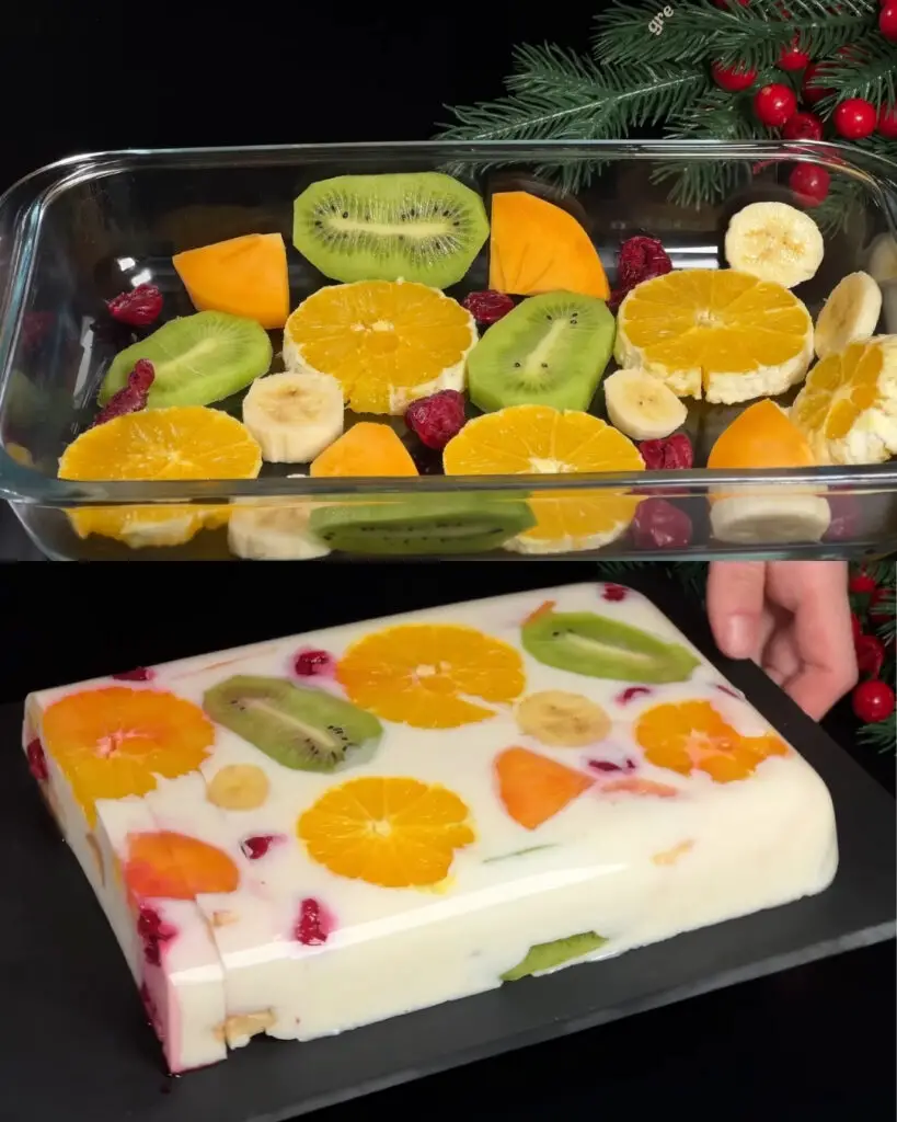 Agar-Agar Milk Jelly with Mixed Fruit Medley