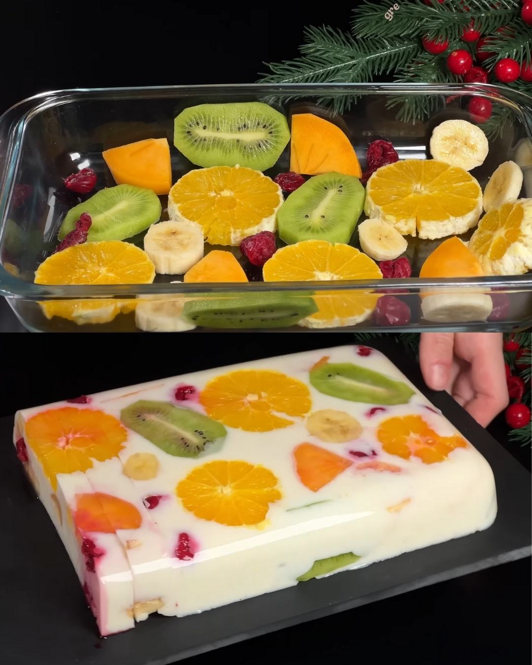 Agar-Agar Milk Jelly with Mixed Fruit Medley