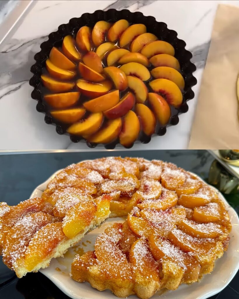 Upside-Down Peach and Coconut Cake: A Moist and Fragrant Summer Delight finished dish