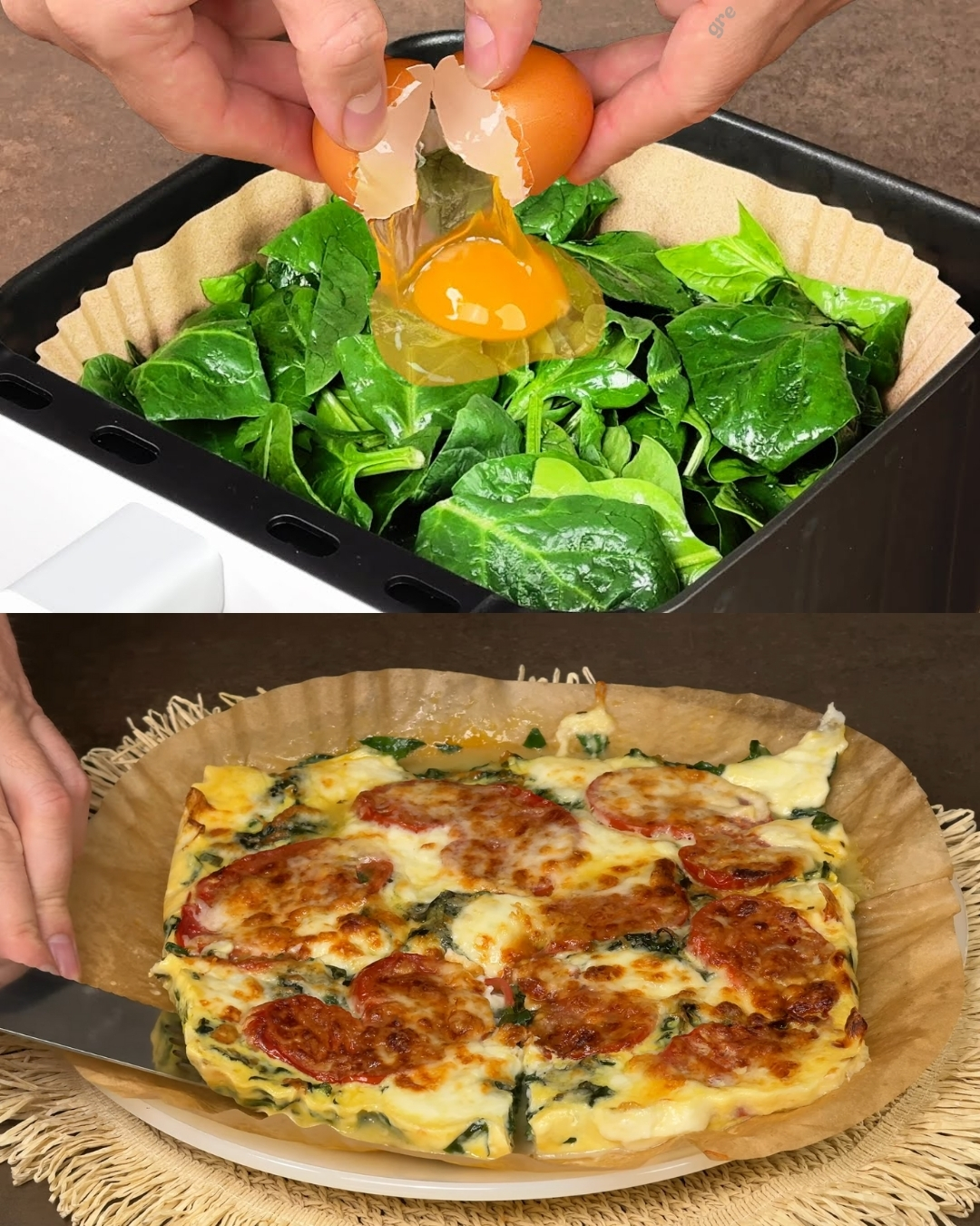 Air Fryer Spinach and Cheese Egg Bake
