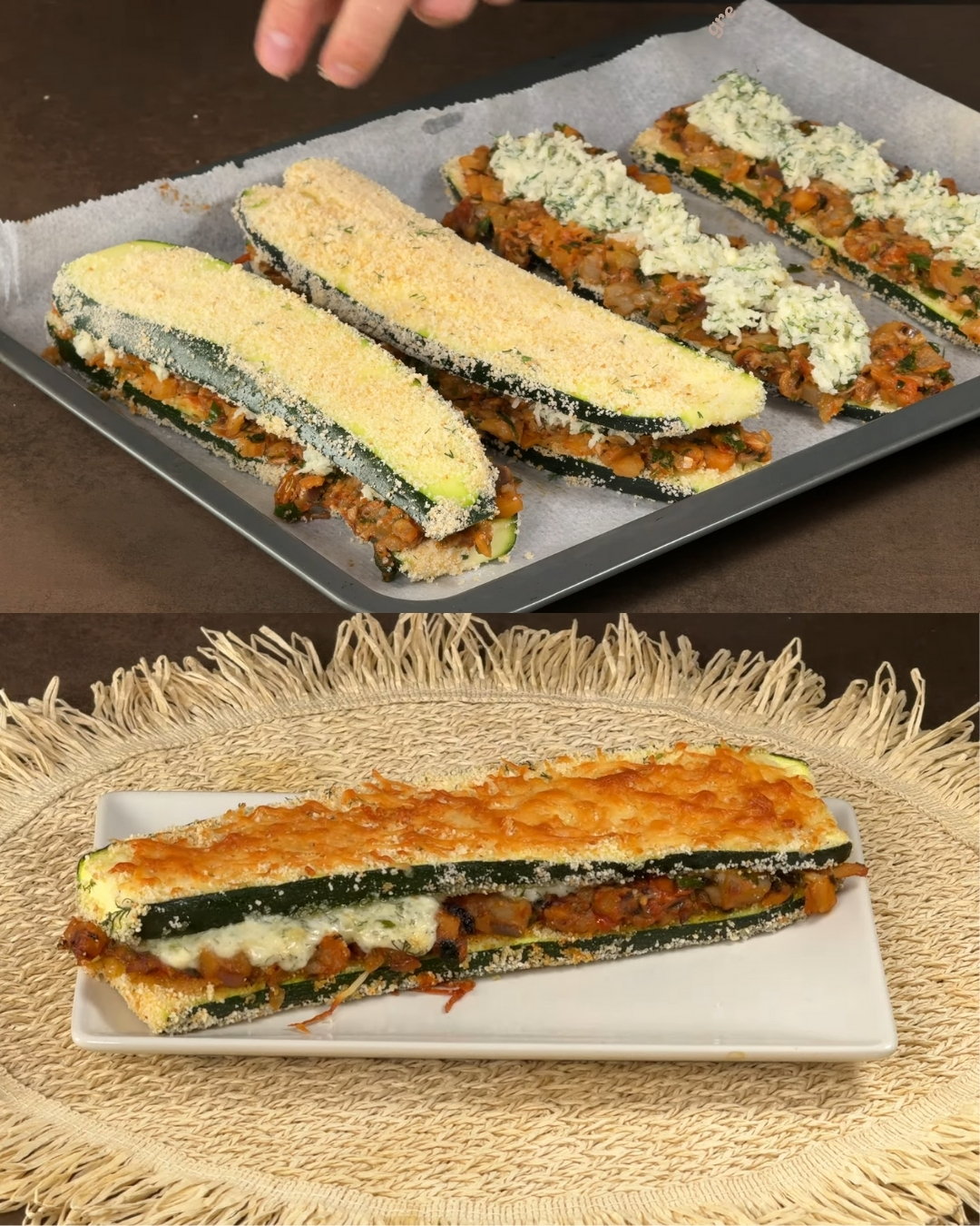 Baked Zucchini-Veggie Casserole with Cheese and Herbs