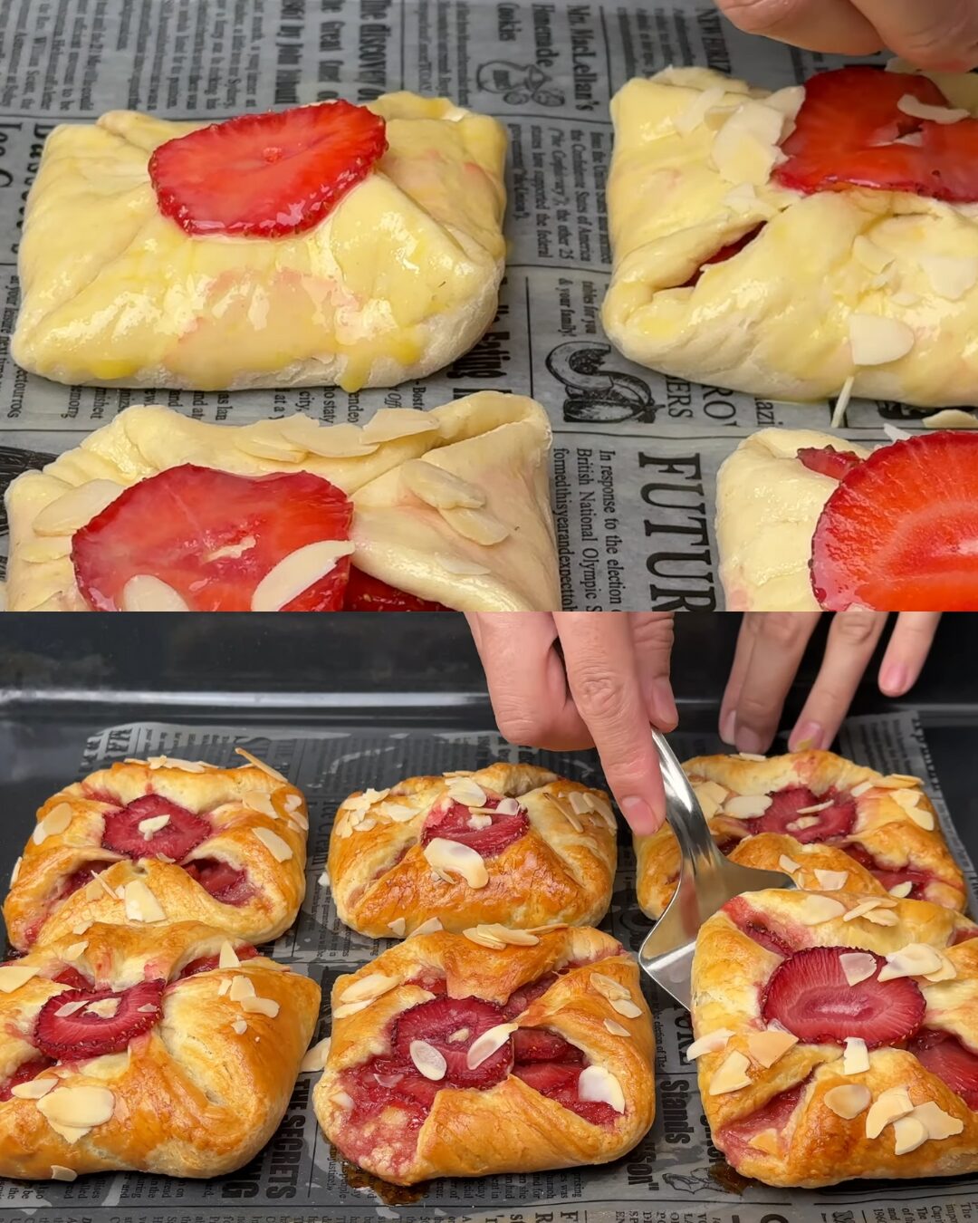 Strawberry Puff Pastry Rolls with Fresh Peach Lemonade