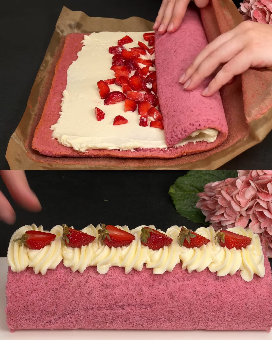 Strawberry Swiss Roll Cake