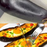 Savory Stuffed Eggplant with Cheese and Egg