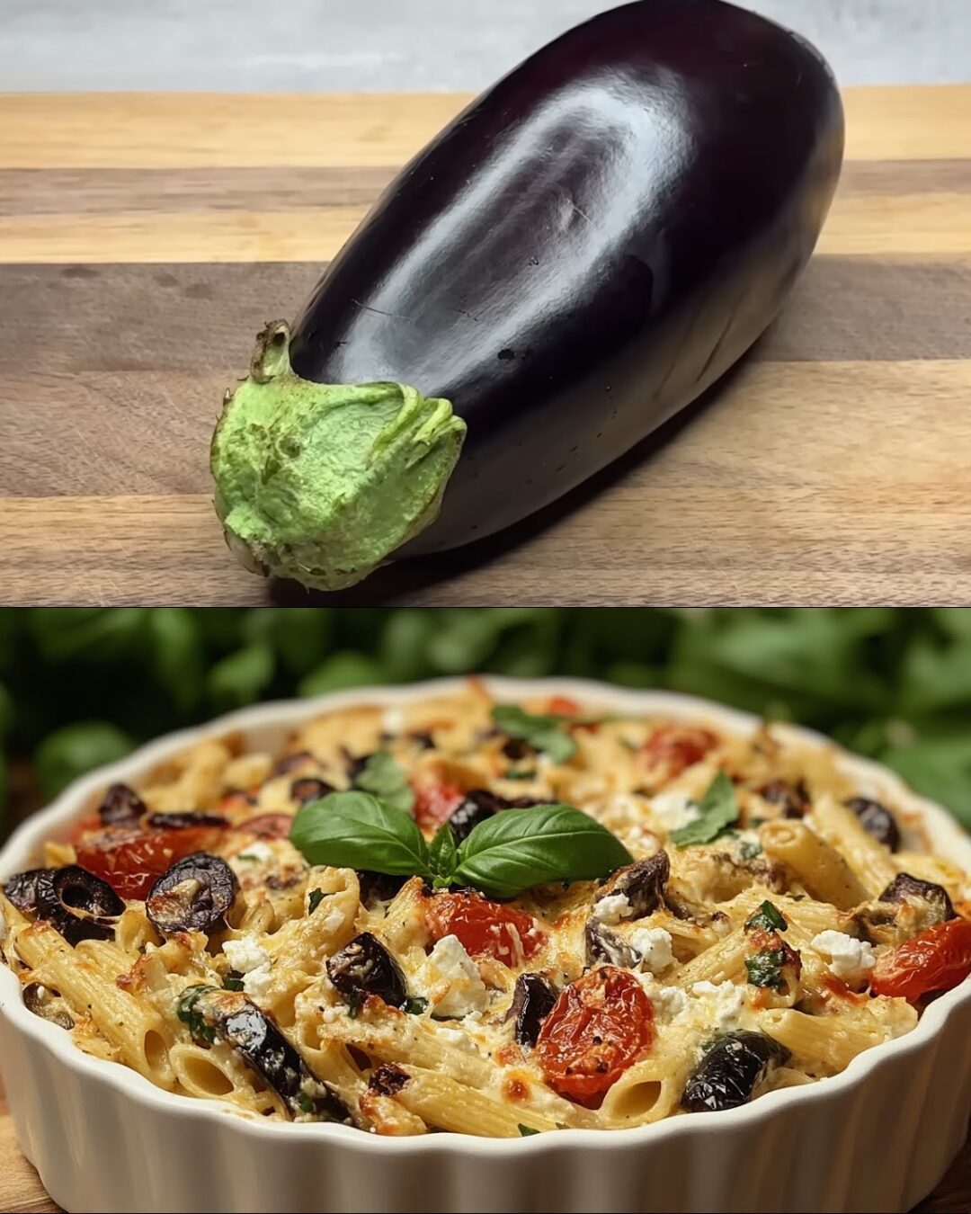 Mediterranean Pasta with Roasted Eggplant, Feta, and Cherry Tomatoes