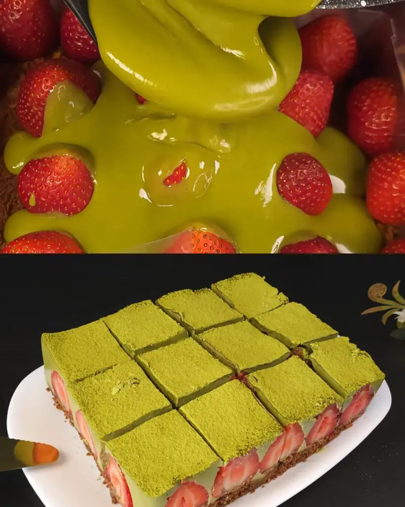 Strawberry Matcha White Chocolate Cream Cake (No-Bake)