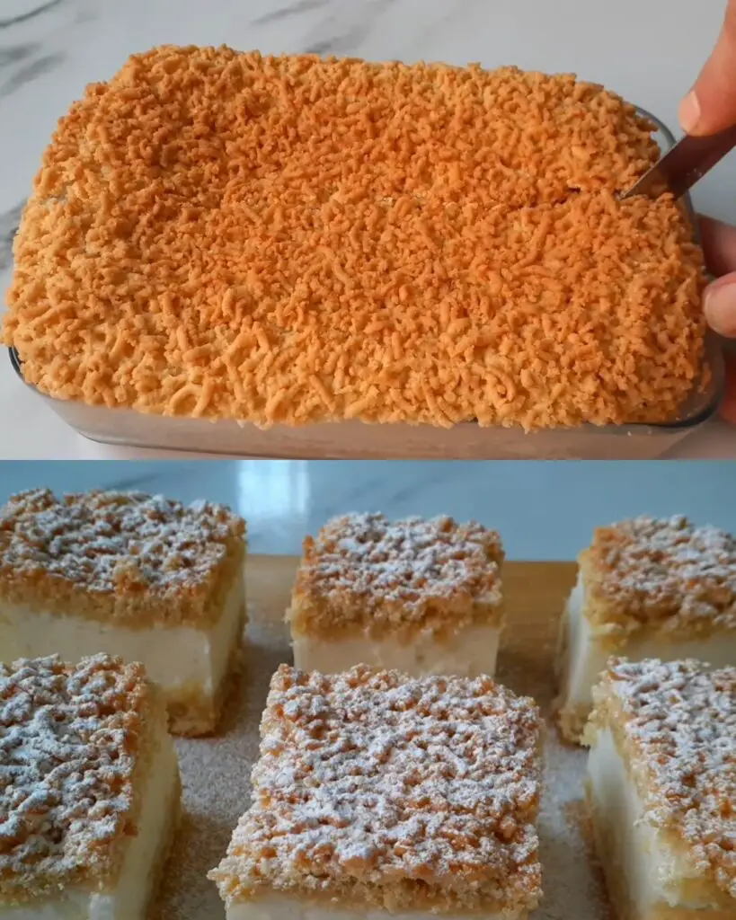 Soft Yogurt Bar Cake with Crumbly Shortcrust and Creamy Filling