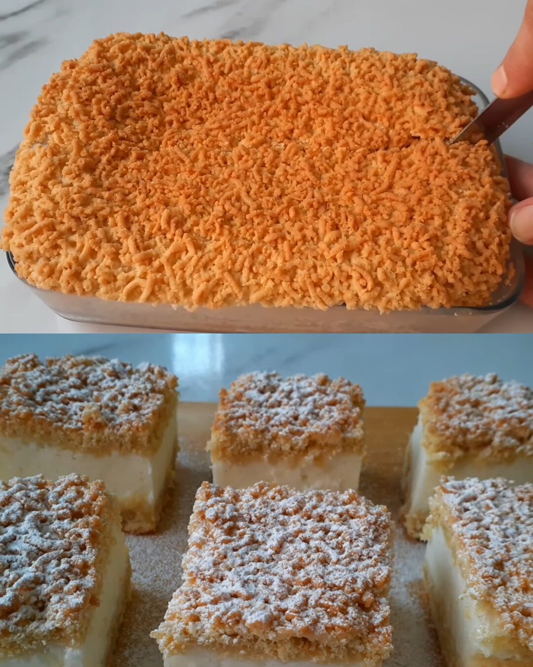 Soft Yogurt Bar Cake with Crumbly Shortcrust and Creamy Filling