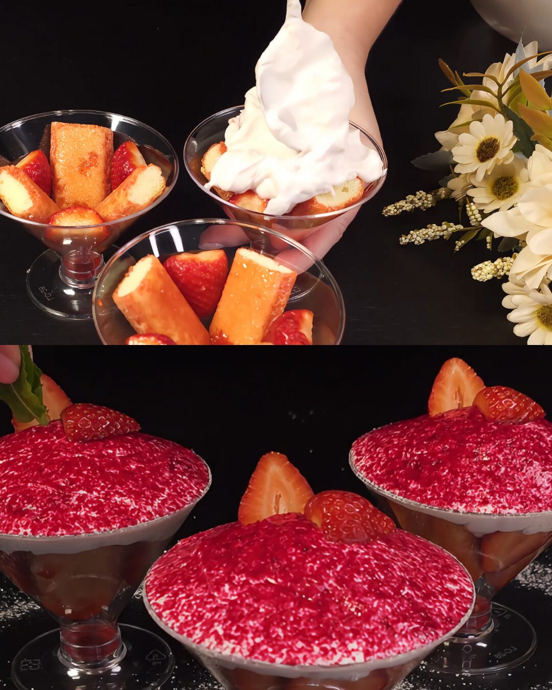 No-Bake Strawberry Cream Dessert Cups with Cream Cheese and Savoiardi
