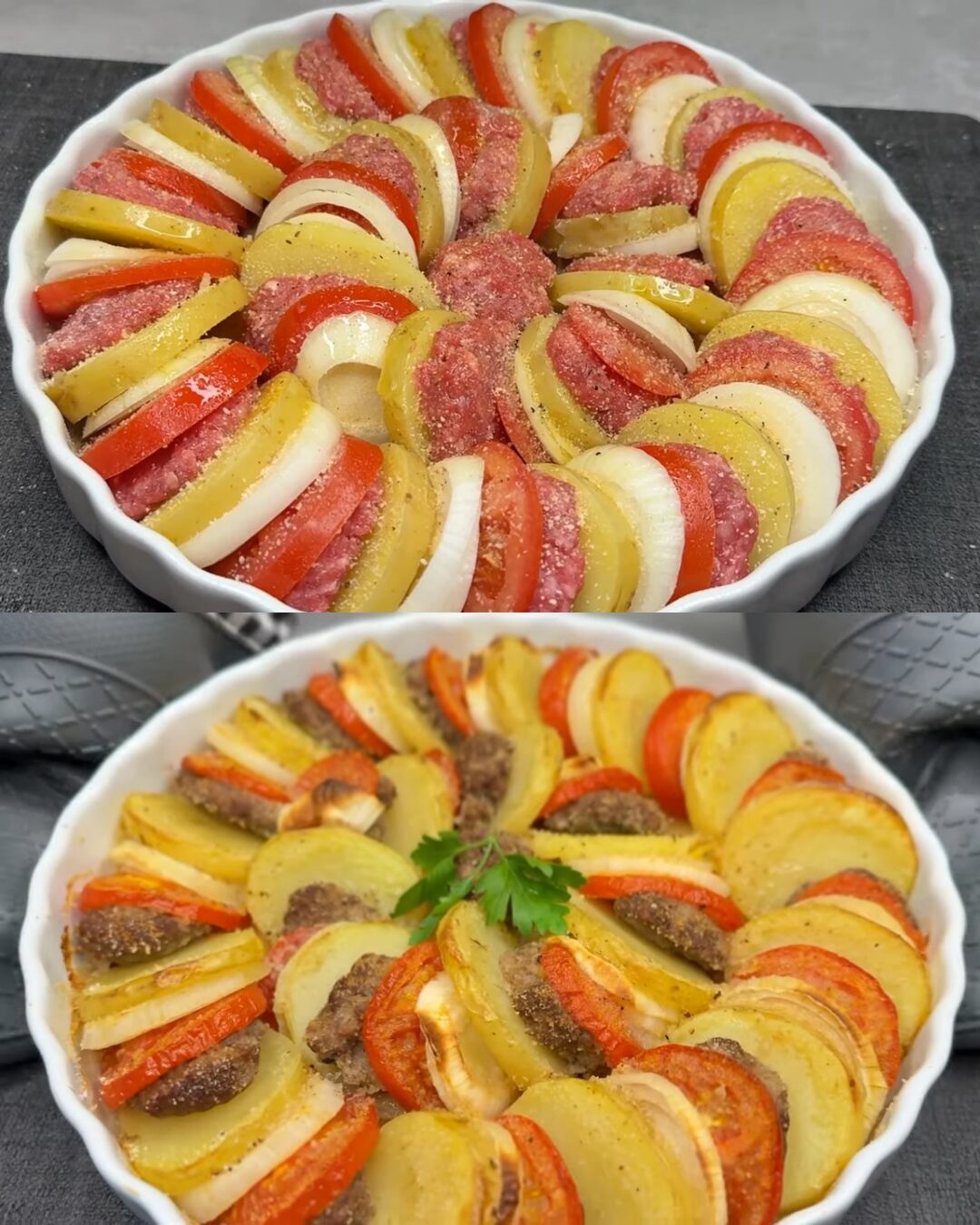Mediterranean-Style Baked Potato and Ground Beef Casserole
