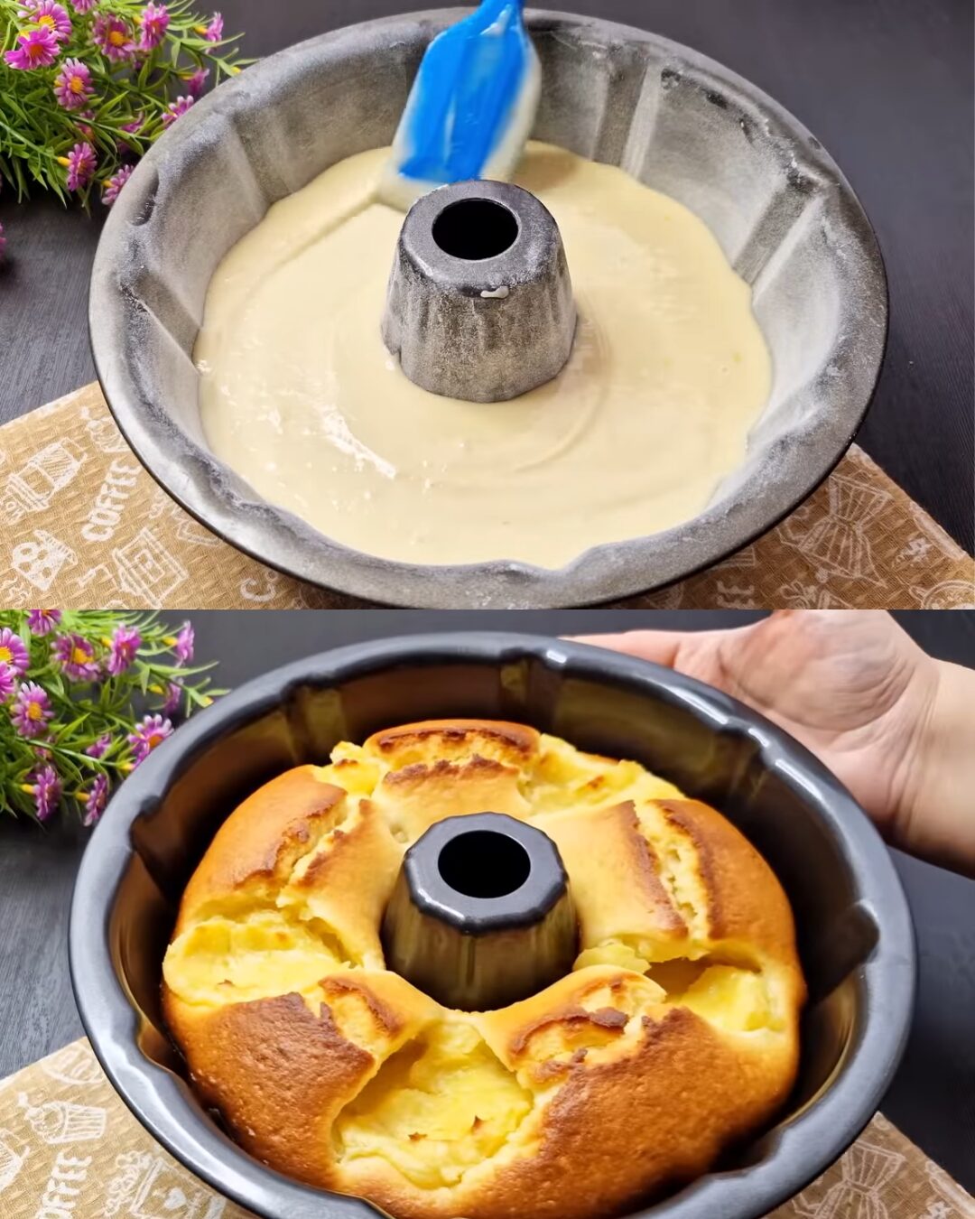 Lemon Custard Cake with Vanilla and Icing Sugar