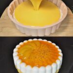 Peach Milk Jelly Dessert with Condensed Milk and Chia Seeds