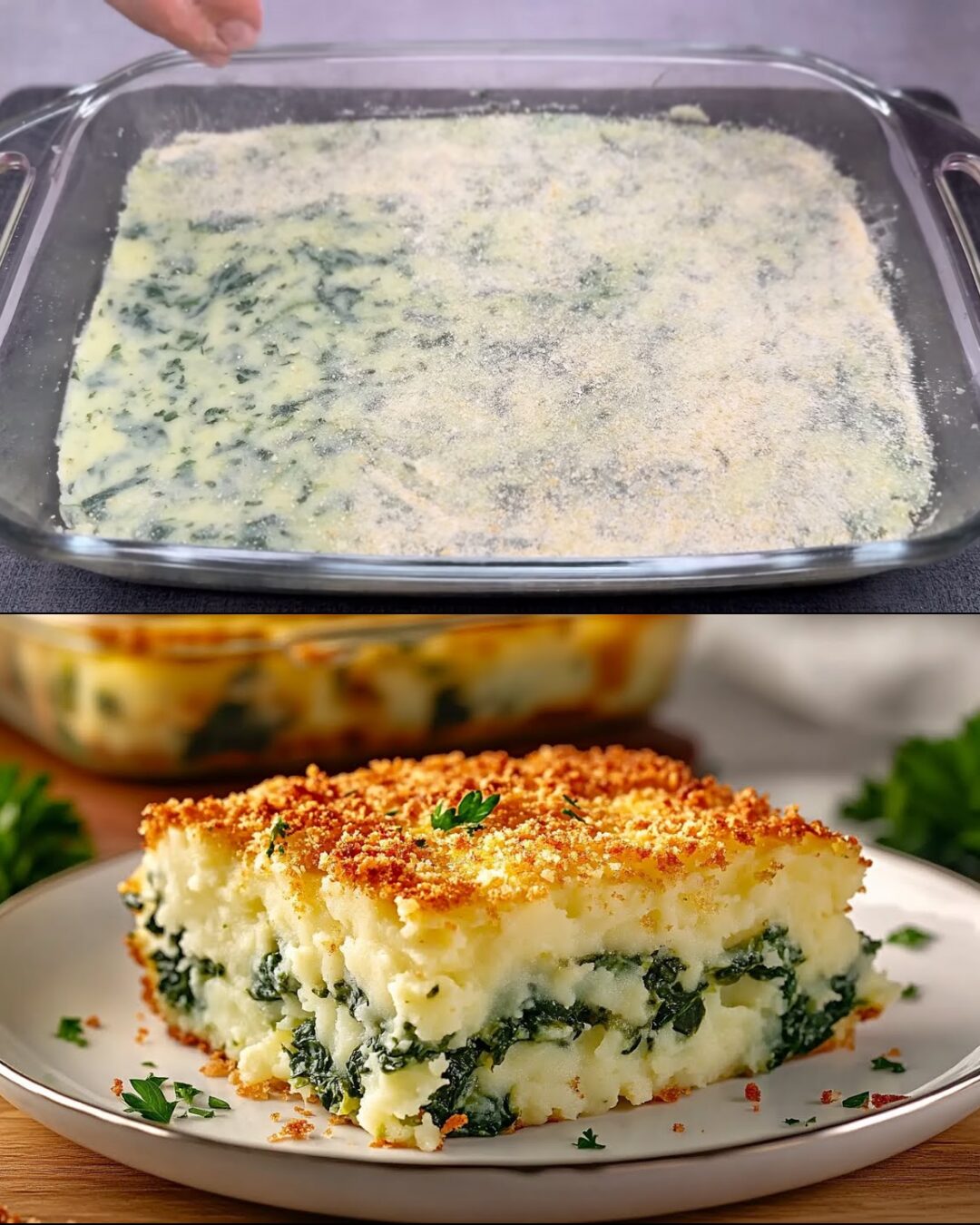 Baked Potato and Spinach Cheese Casserole