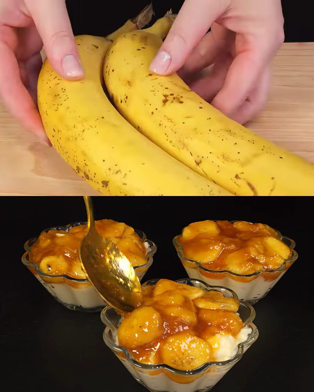 Creamy Banana Milk Dessert with Caramel Syrup and Lemonade Ice Drink