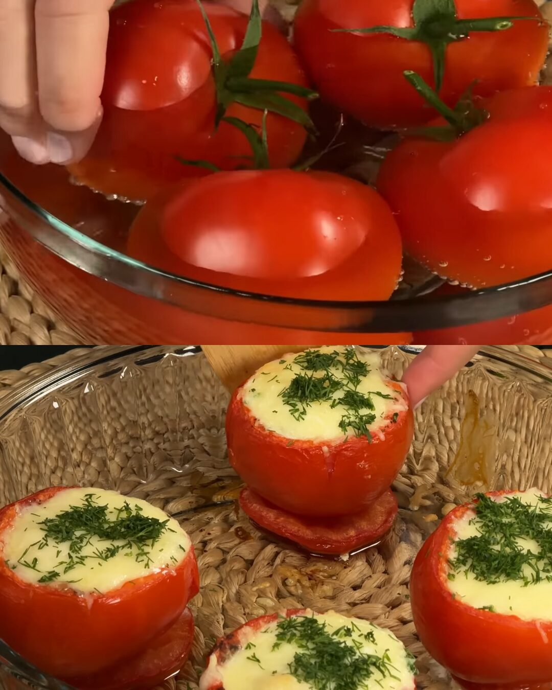 Baked Tomato Egg Nests with Mozzarella and Garlic Tomato Sauce