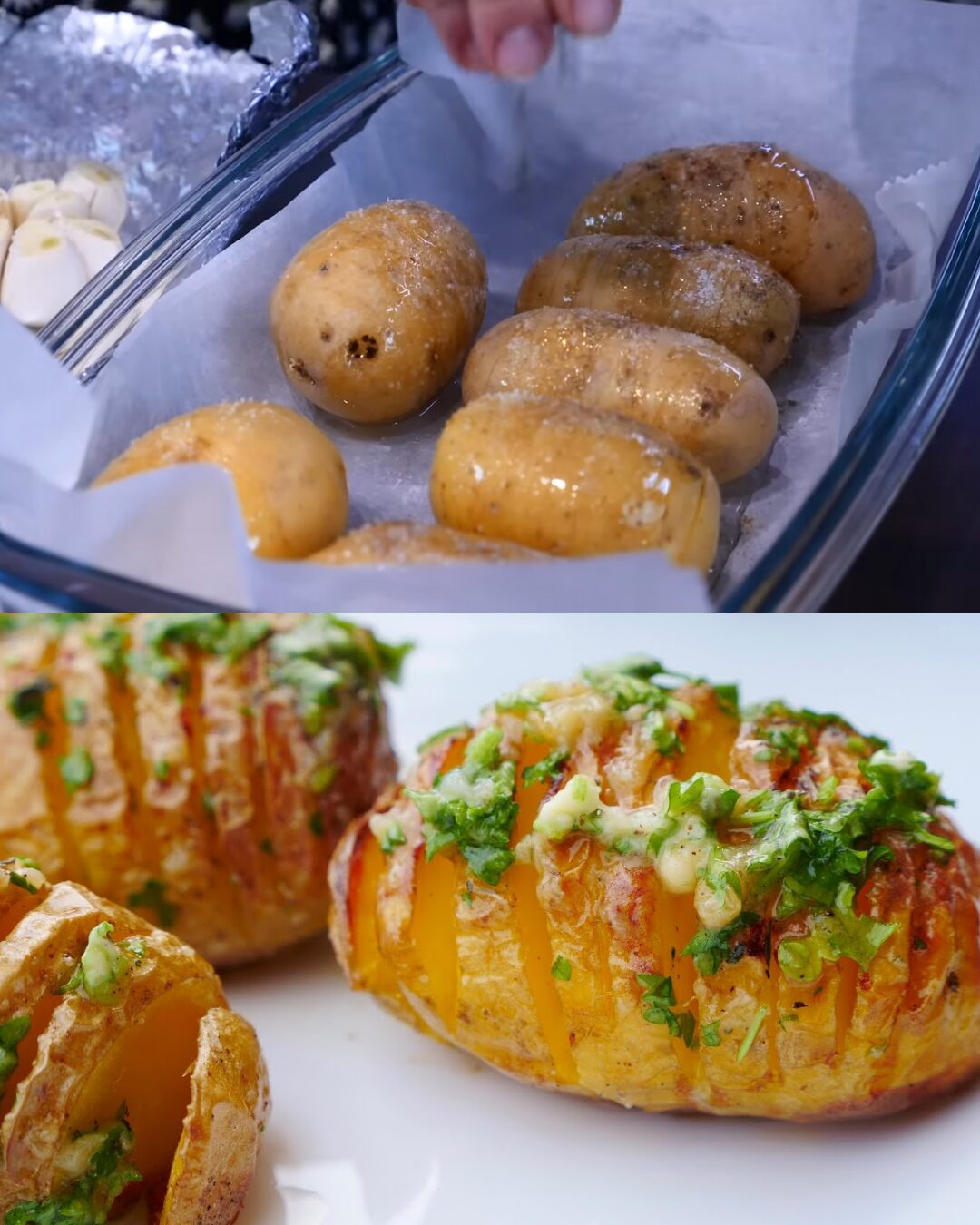 Wood-Fired–Style Garlic Butter Hasselback Potatoes