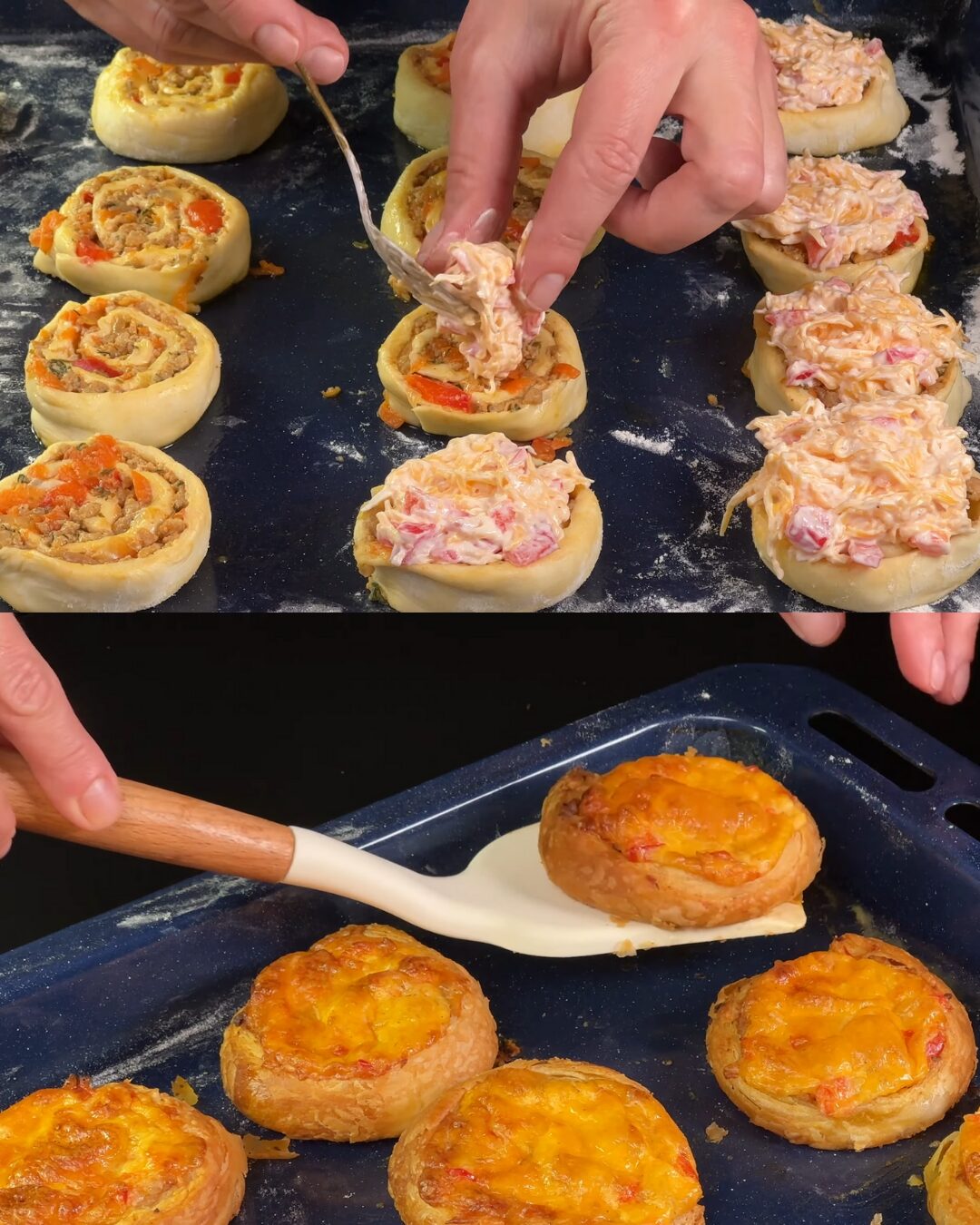 Savory Cheddar-Stuffed Ground Beef Puff Pastry Rolls with Herb Garlic Sauce
