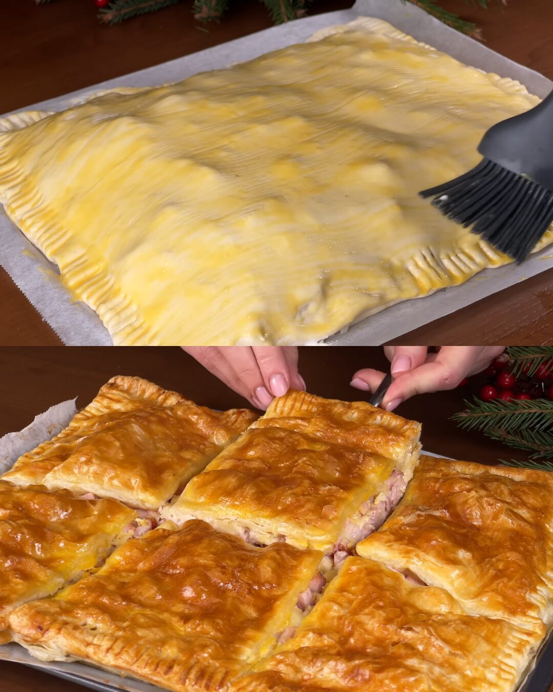 Ham & Double-Cheese Puff-Pastry Pie